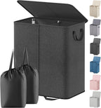 Lifewit Double Laundry Hamper with Lid, Removable Laundry Bags, Black