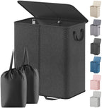 Lifewit Double Laundry Hamper with Lid, Removable Laundry Bags, Black