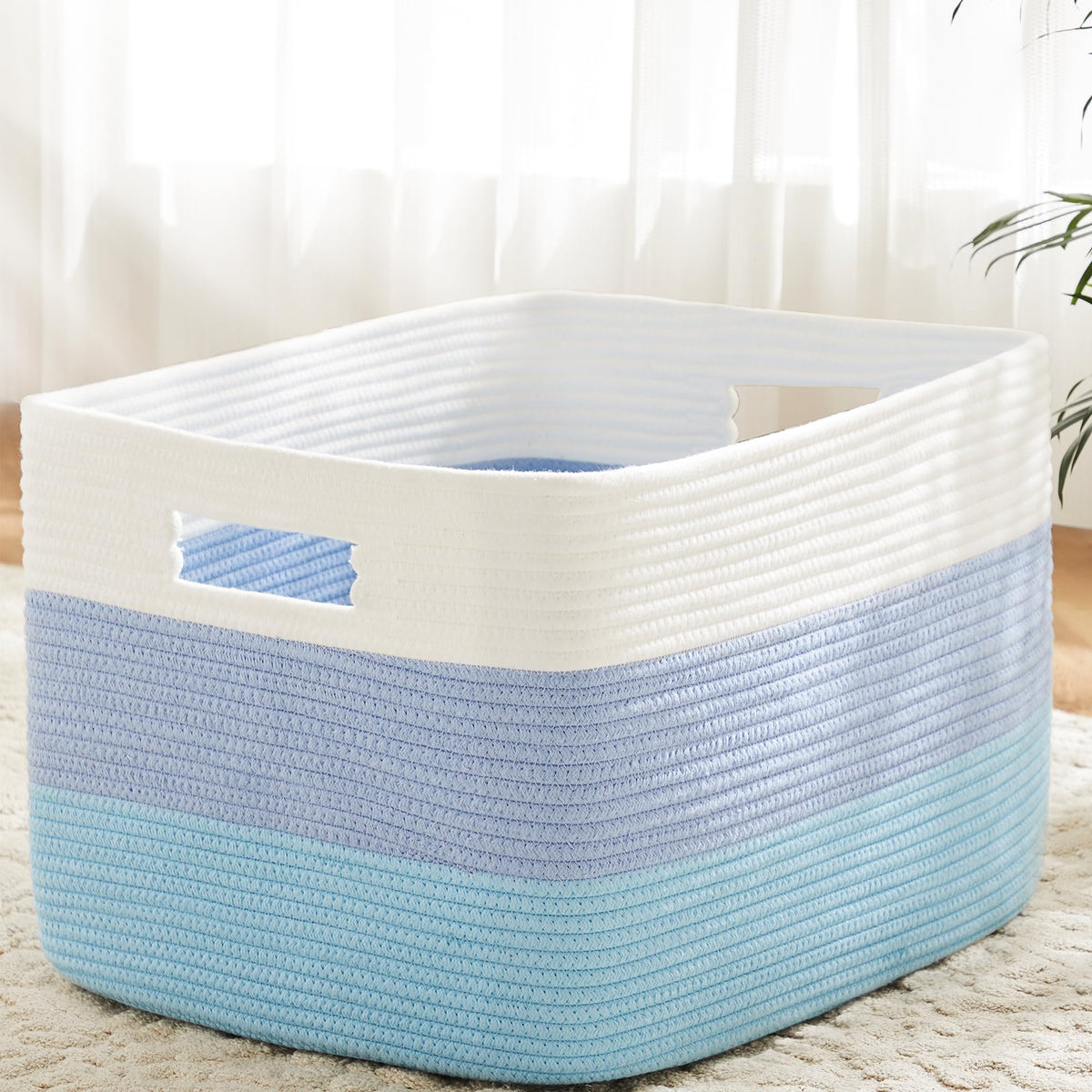 Artfeel Blanket Basket,Rectangle Woven Baskets for Storage,65L Laundry Basket for Decorative Nursery Blanket,Toys,Dirty Clothes and Magazine in Shelves,Baby Room,and Living Room