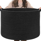 INDRESSME XXXLarge Woven Rope Blanket Basket Living Room Brown, 90L