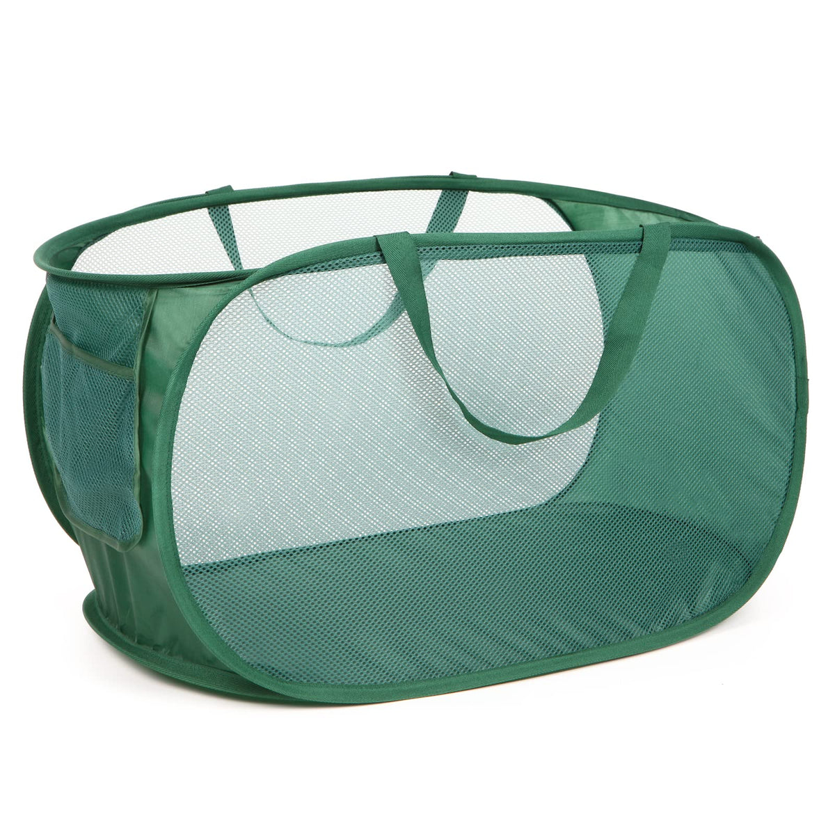 4 Pack Durable Collapsible Laundry Baskets, Mesh Foldable Laundry Basket, Pop Up Laundry Hamper with Pocket, Clothes Hamper with Reinforced Handles for Laundry, Bathroom, Kids Room, Dorm or Travel
