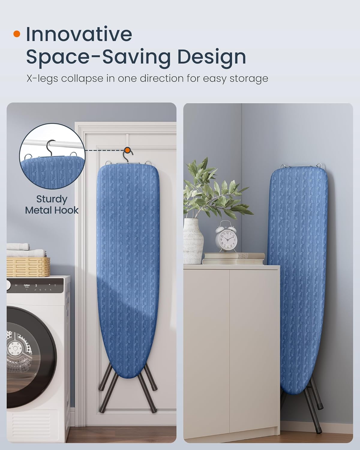 SONGMICS Ironing Board, Foldable, with Iron Rest, 43 x 13 Inches