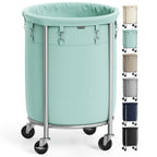 SONGMICS Laundry Basket with Wheels, 110L, Steel Frame, Removable Bag