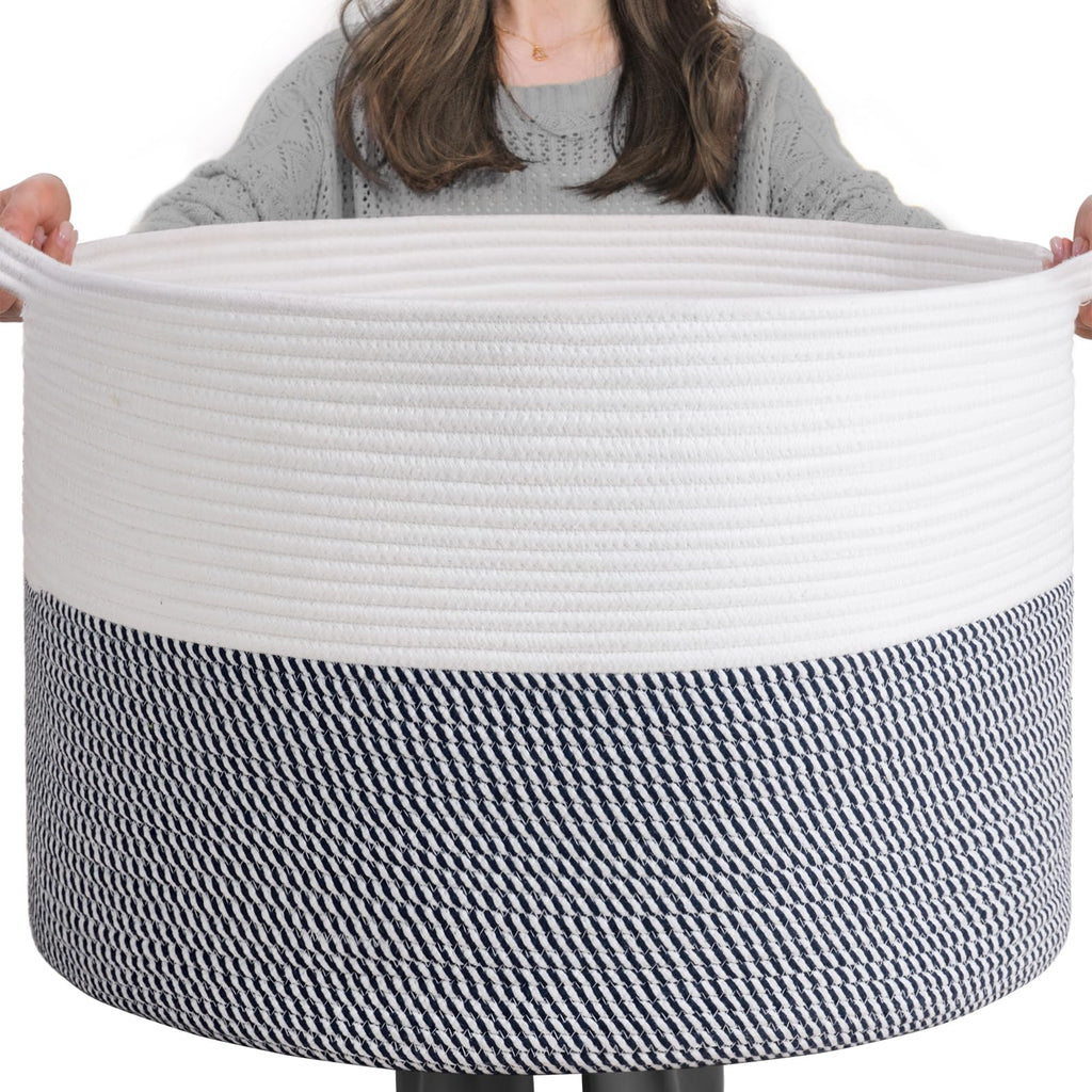 INDRESSME XXXLarge Woven Rope Blanket Basket Living Room Brown, 90L