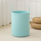 Laundry Basket Hamper Tall Rope Storage Woven for Blanket Toys Dirty Clothes in Living Room Bathroom Bedroom White & Brown 60L/15.8Gal
