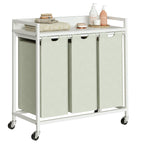 Herture Laundry Hamper with Shelf, Laundry Basket 4 Section, Laundry Sorter with Pull-Out Removable Large 4 Color Bags and Movable Wheels, Metal Frame, 4 x 15.87 Gallons (60L), Rustic Brown PF07XLN