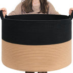 INDRESSME XXXLarge Woven Rope Blanket Basket Living Room Brown, 90L