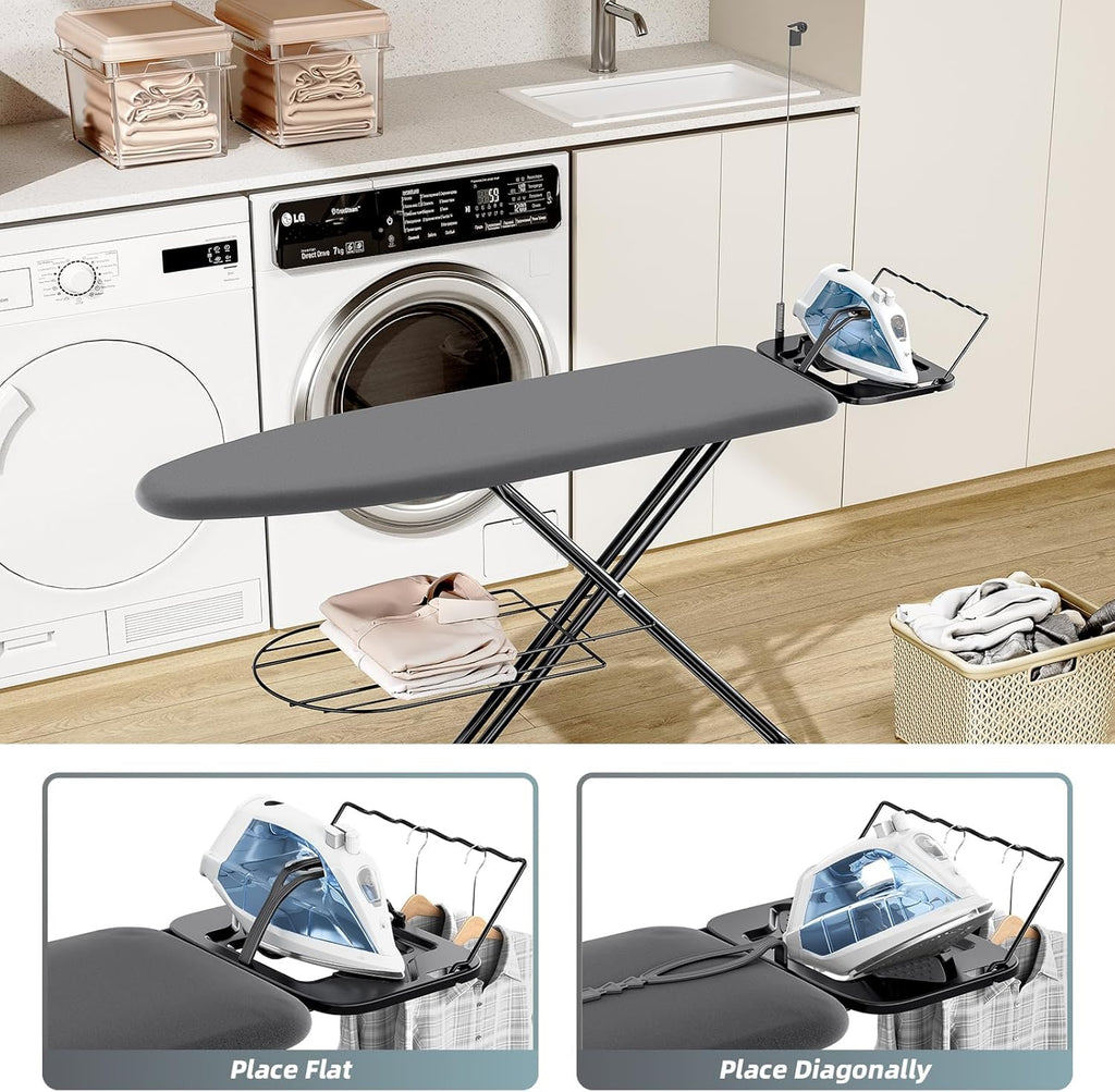 KINGBOARD Multi Functional Ironing Board with Clothes Shelf and Cord Holder