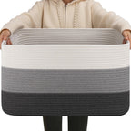 OIAHOMY Blanket Basket Laundry Basket Dog Toy Basket 75L Gradient Brown