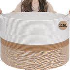 INDRESSME XXXLarge Woven Rope Blanket Basket Living Room Brown, 90L