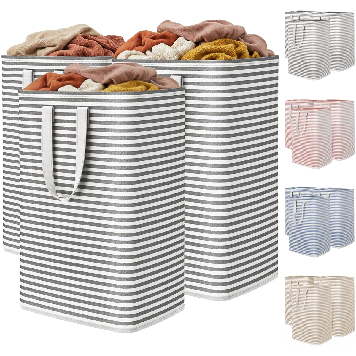 Lifewit 80L Large Laundry Baskets, Laundry Hampers Bags, 2 Pack, Beige