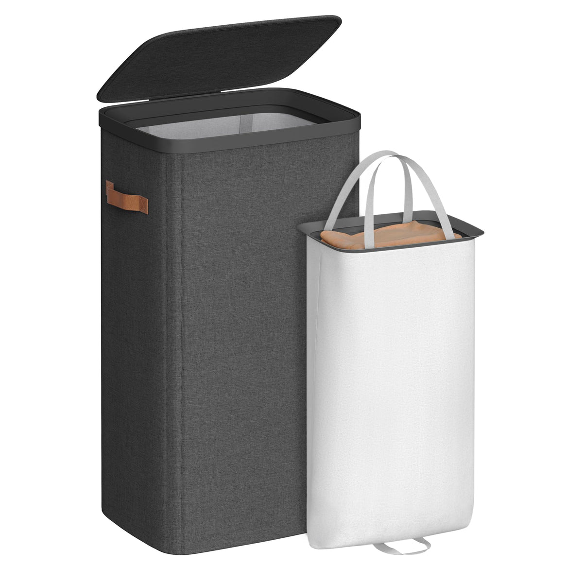 SONGMICS Laundry Basket, 170L Laundry Hamper with Lid, 2 Removable Bags