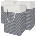 BlissTotes 3-Pack Laundry Basket, Collapsible Laundry Hamper, Grey, 75L