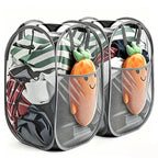 Upgraded Polyester Pop-up Laundry Hamper 2 Pack, 70L(18.5 Gal) Laundry Basket with Durable Handles Solid Bottom High Carbon Steel Frame and Side Pocket, Easy to Open Fold Flat for Storage