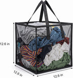 SOUJOY 4Pcs Pop Up Laundry Baskets, 13 Inch Collapsible Mesh Popup Clothes Hampers, Portable and Foldable Washing Bin with Handles for Home, Dorm, Travel and Storage, Black