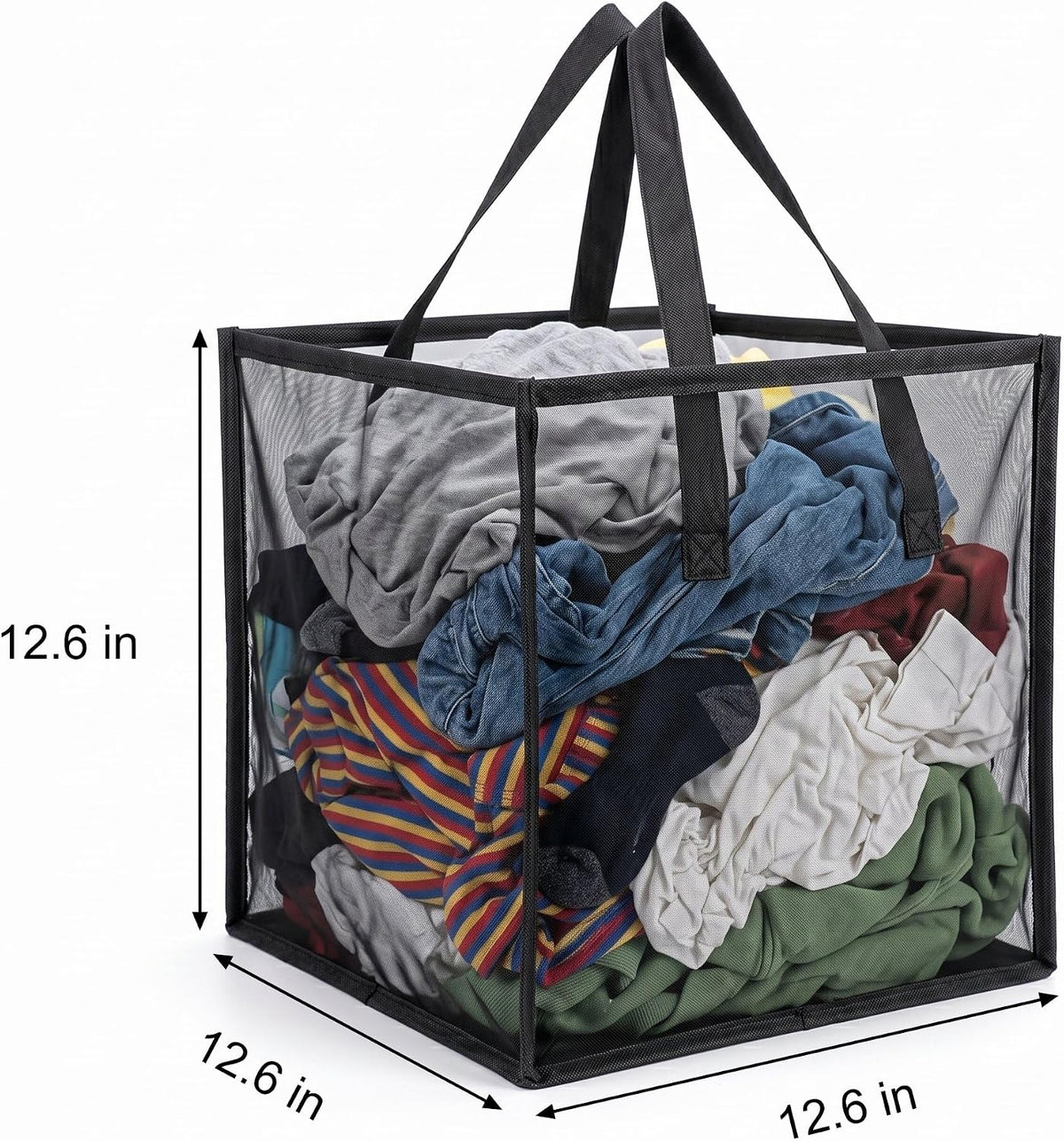 SOUJOY 4Pcs Pop Up Laundry Baskets, 13 Inch Collapsible Mesh Popup Clothes Hampers, Portable and Foldable Washing Bin with Handles for Home, Dorm, Travel and Storage, Black