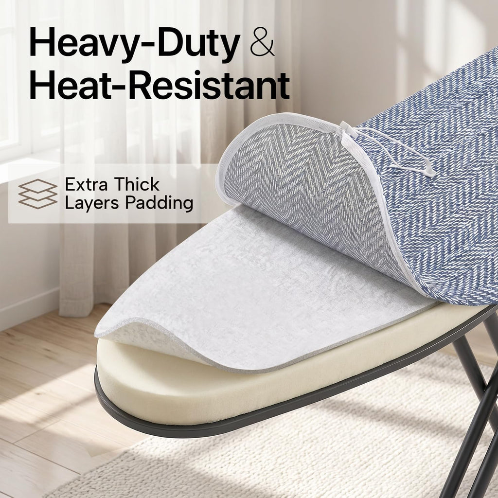 Ironing Board Full Size, Heavy Duty Height Adjustable Iron Rest, Cover Pad