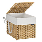 SONGMICS Laundry Hamper with Lid, 17.2 Gallon (65 L) Synthetic Rattan Clothes Laundry Basket with Lid and Handles, Foldable, Removable Liner, Goose Yellow ULCB165N01