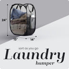 Handy Laundry Mesh Pop-Up Hamper Collapsible with Side Pocket 2-Pack