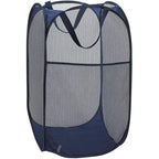 2 Packs Mesh Pop up Laundry Hamper (Black/Navy Blue) with Portable Durable Handles, Collapsible for Storage, Folding Pop-Up Clothes Hampers for Apartment, Home, College Dorm or Travel