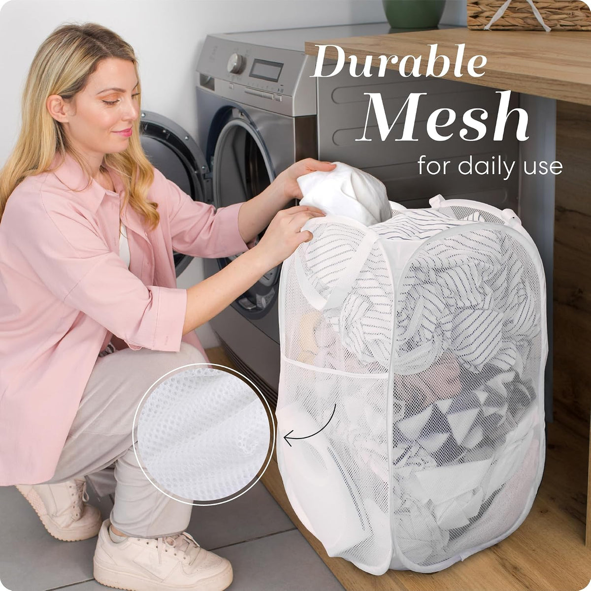 Handy Laundry Mesh Pop Up Laundry Hamper Foldable Basket 2-Pack