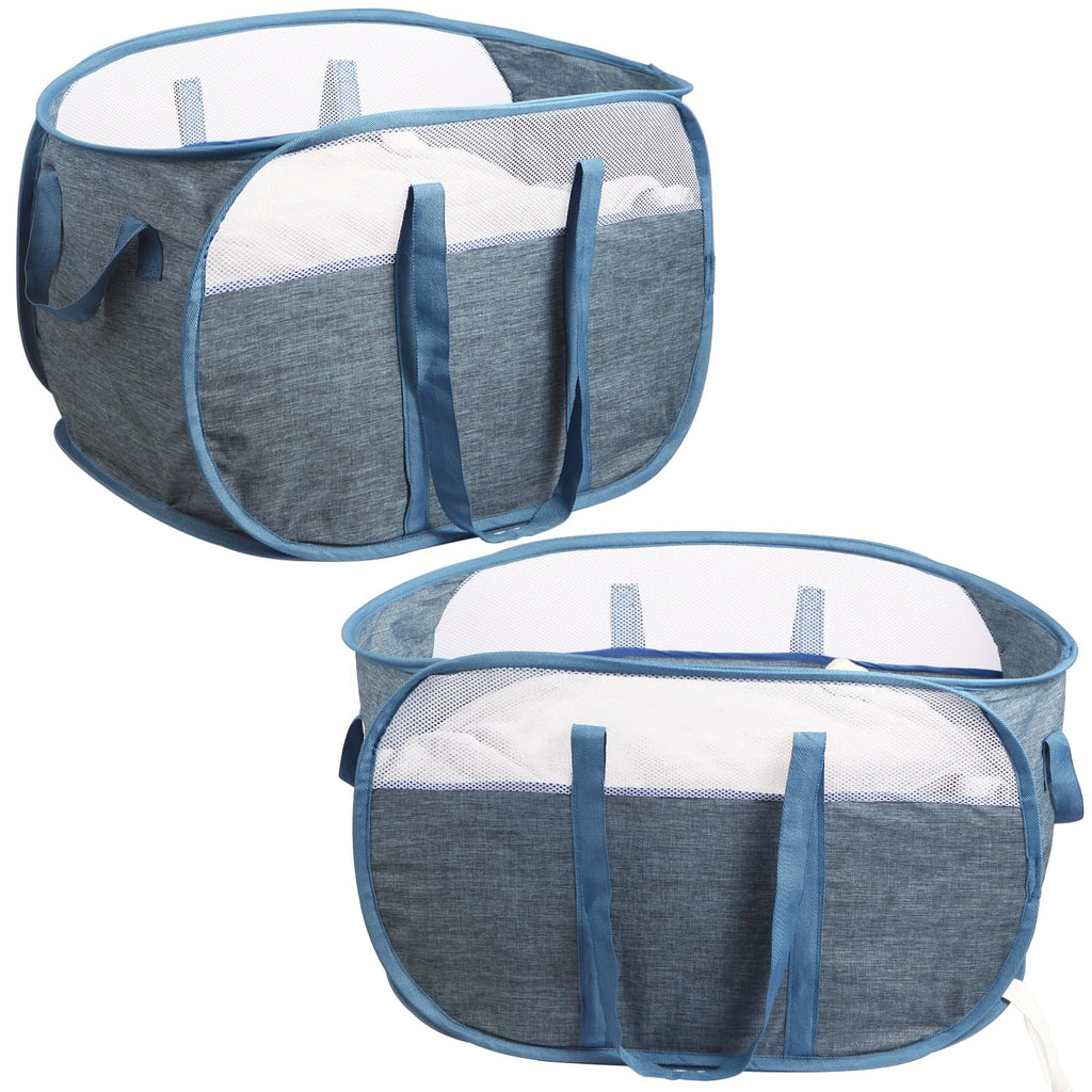 Collapsible Laundry Baskets, Tear Proof Pop Up Laundry Hamper with Dual Handles, Durable Foldable Laundry Basket, Easy to Carry Laundry Hamper for Home, Laundry Room, Bedroom, Dorm, Travel Grey