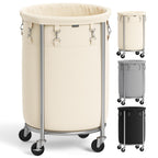 SONGMICS Laundry Basket with Wheels, 110L, Steel Frame, Removable Bag