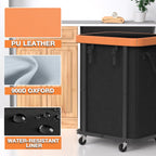 Laundry Hamper with Wheels,150L Leather Patchwork Clothes Hamper Black