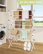 APEXCHASER 4-Tier Foldable Clothes Drying Rack, 48.8" H, White
