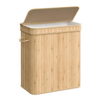 SONGMICS Bamboo Laundry Hamper with Lid, 100L, with Handles