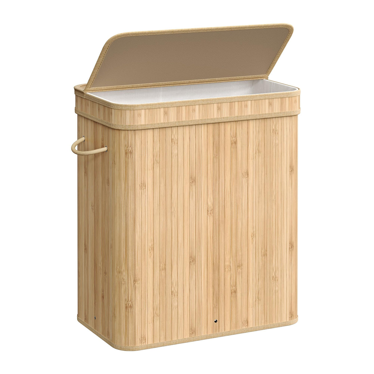 SONGMICS Bamboo Laundry Hamper with Lid, 100L, with Handles