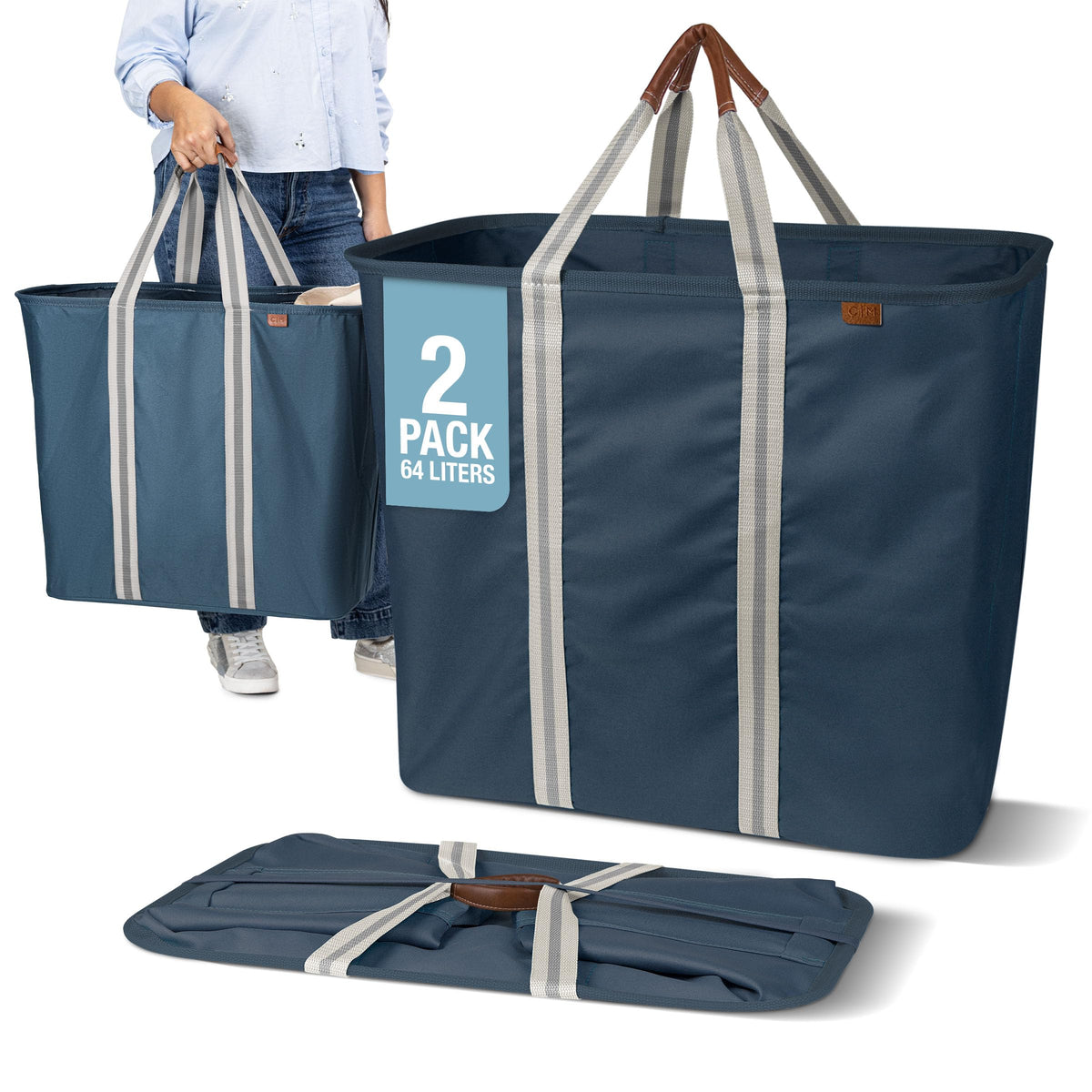 Collapsible Laundry Caddy - Denim/Shadow Gray(2PK)