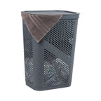 Mind Reader Slim Laundry Hamper with Lid, 60L Clothes Basket, Ventilated Plastic, Black