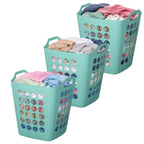 Flexible Plastic Laundry Basket - Square Storage Hamper with Side Handles for Easy Carrying - Versatile Organizer for Laundry, and Household Storage, 28 Litter White