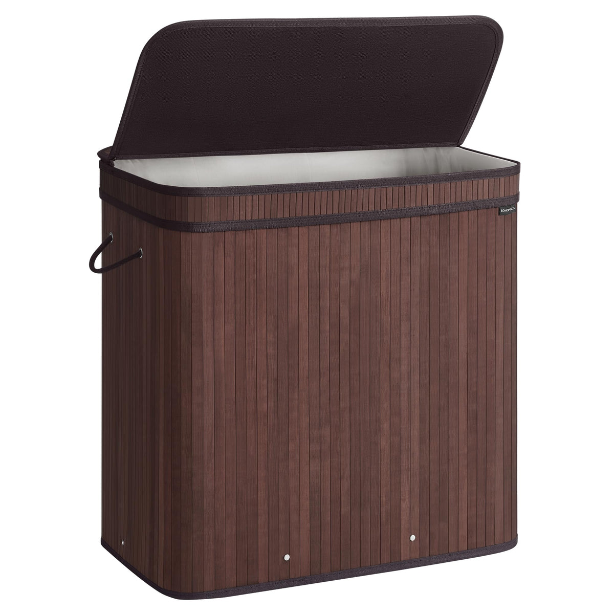 SONGMICS Bamboo Laundry Hamper with Lid, 100L, with Handles