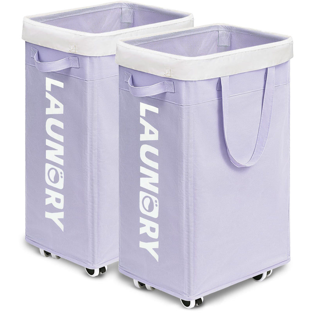 Goodpick 75L Laundry Basket with Wheels & Removable Wash Bag for Dorm