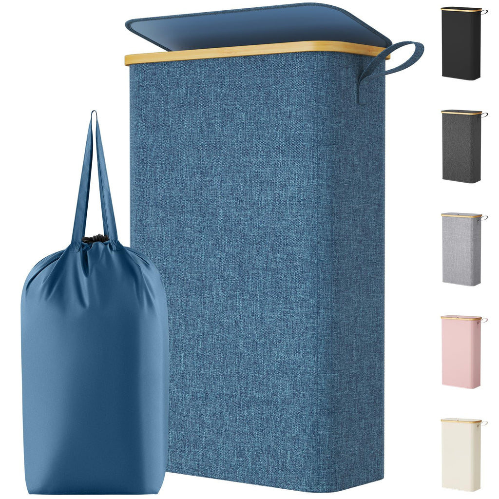 Lifewit 65L Slim Laundry Hamper with Lid and Removable Bag, Beige