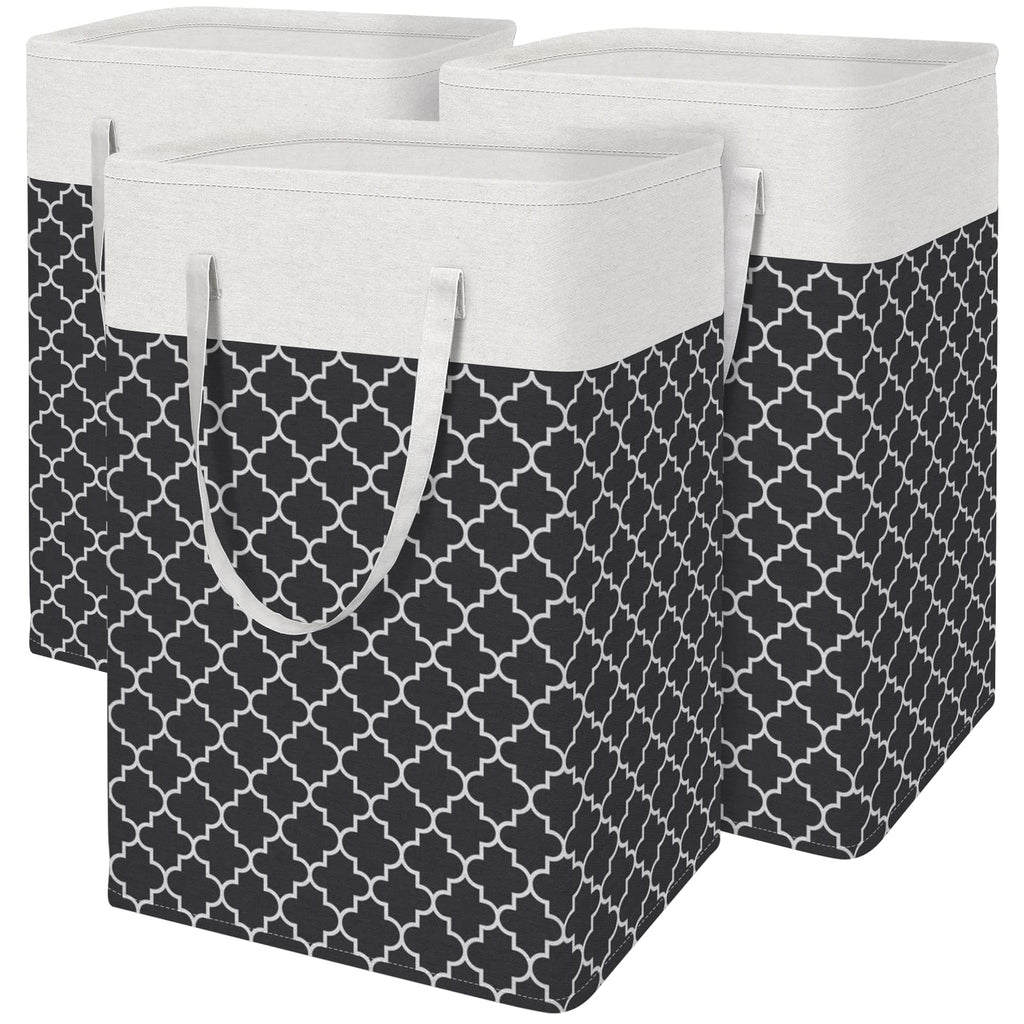 BlissTotes 3-Pack Laundry Basket, Collapsible Laundry Hamper, Grey, 75L