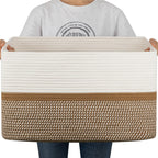 OIAHOMY Blanket Basket Laundry Basket Dog Toy Basket 75L Gradient Brown