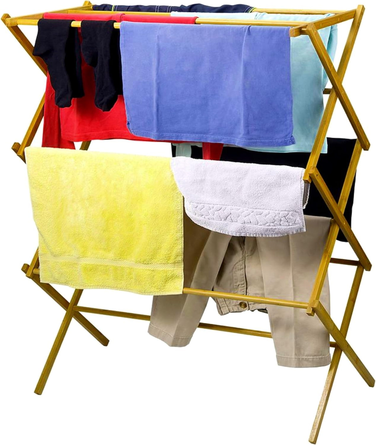 Home IT Wooden Clothes Drying Rack for Laundry - Foldable & Pre-Assembled