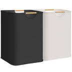 STORAGE MANIAC 2-Pack Collapsible Laundry Hamper with Bamboo Handles, Black