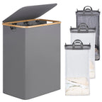 efluky Double Laundry Hamper with Lid and 2 Removable Bags, Beige
