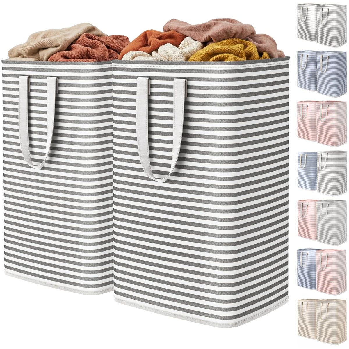 Lifewit 80L Large Laundry Baskets, Laundry Hampers Bags, 2 Pack, Beige