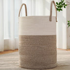 JMvicyroam 60L Cotton Rope Laundry Basket Hamper, Brown