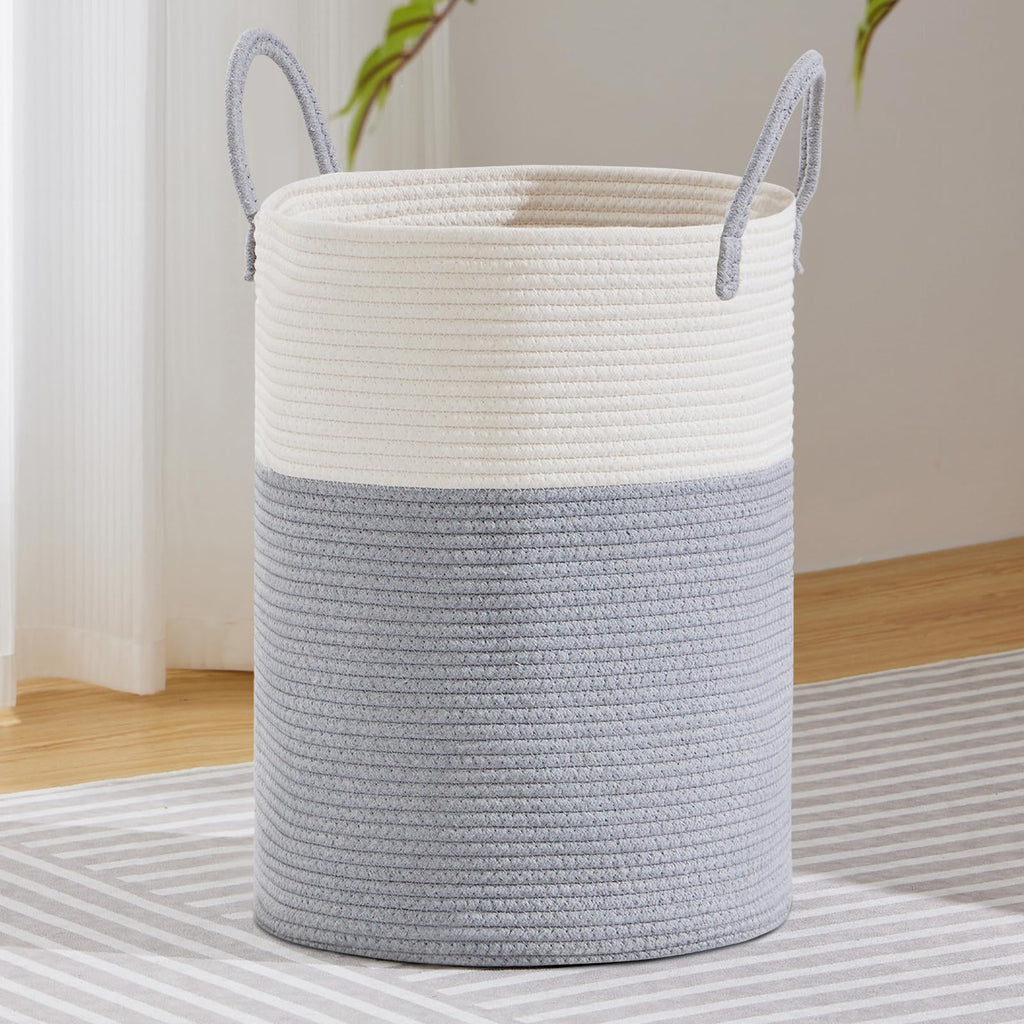 VIPOSCO 72L Tall Woven Laundry Basket Hamper, White