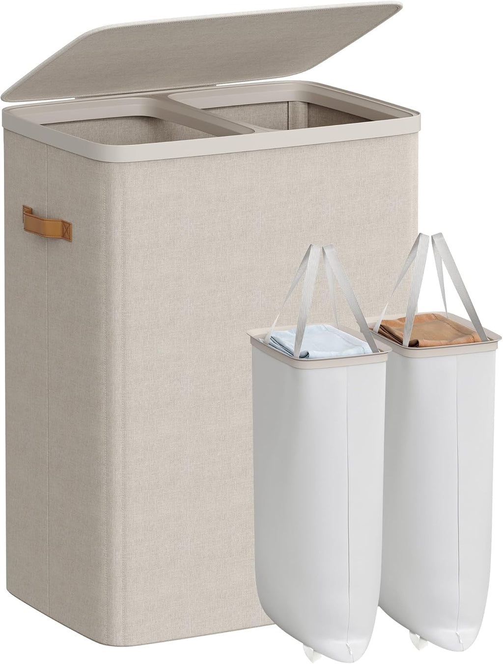 SONGMICS Laundry Basket, 170L Laundry Hamper with Lid, 2 Removable Bags