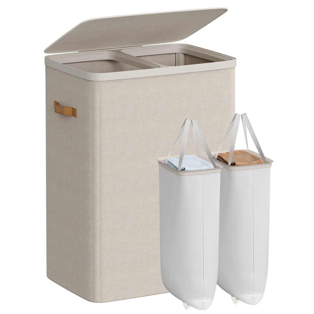 SONGMICS Laundry Basket, 170L Laundry Hamper with Lid, 2 Removable Bags