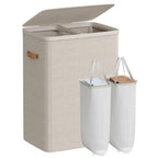 SONGMICS Laundry Basket, 170L Laundry Hamper with Lid, 2 Removable Bags