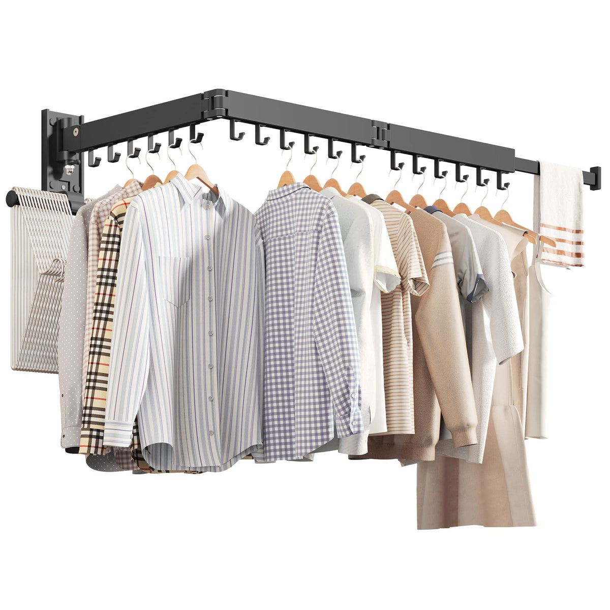 ZdwCyl Clothes Drying Rack,Laundry Space Saver Wall Mounted,Retractable,Collapsible(Tri-Fold), White Color Rack Clothing