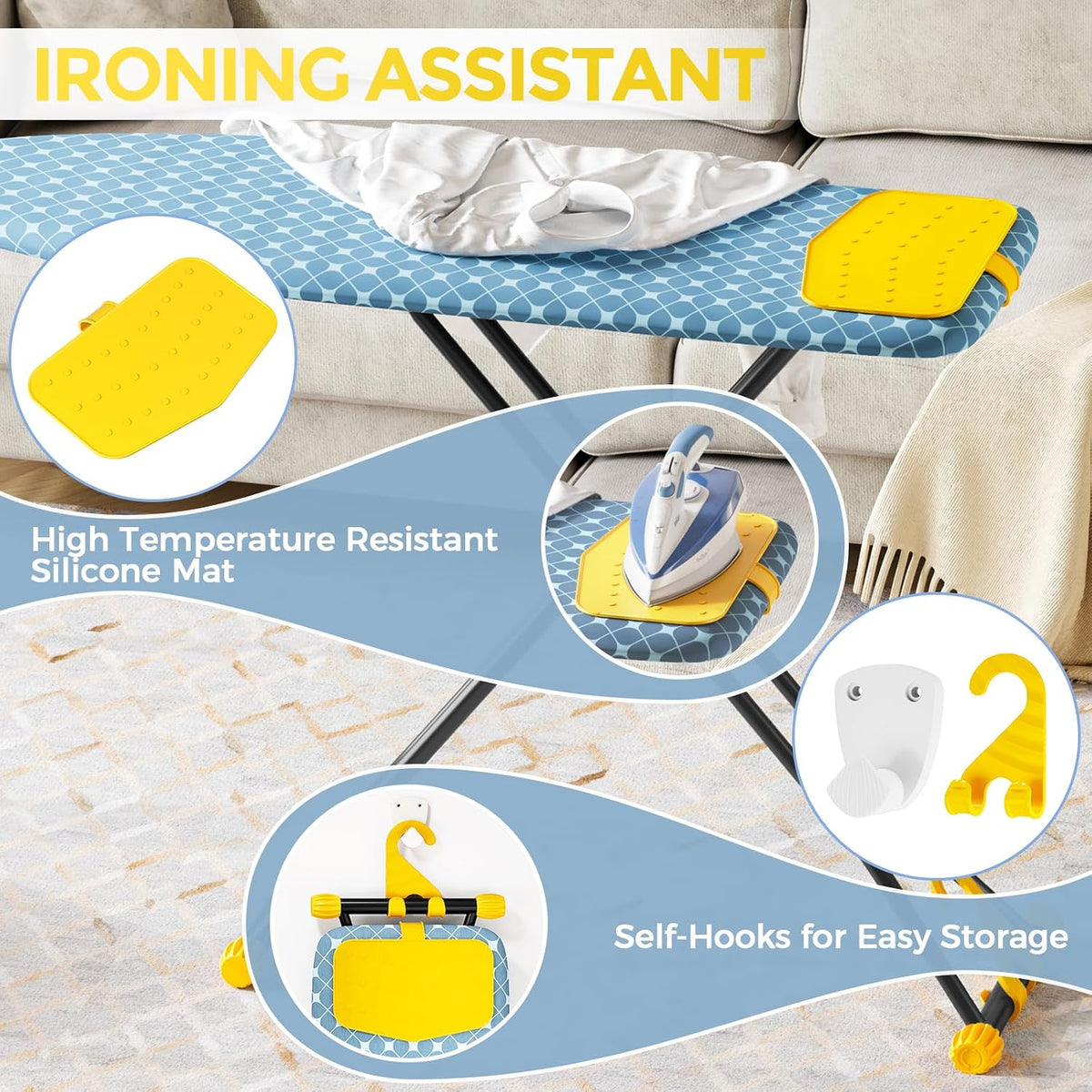 APEXCHASER Foldable 7-Level Heigh Adjustable Ironing Board with Iron Rest